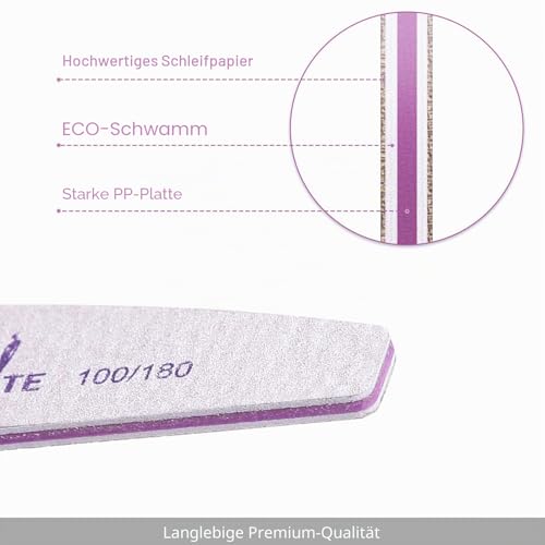 Canvalite 10 Stück professionelle Nagelfeilen doppelseitig (100/180 Körnung) Nagelwerkzeug, Haustierpflege für Zuhause und Salon verwendbar