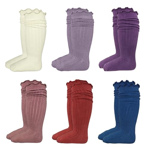 MINI PANDA 6 Pairs of Baby Socks, Toddler Knee-High Socks for Boys and Girls