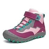 Toddler Girls&boys Hiking Walking Shoes Kids Hook Loop Water Resistant Trekking Boot Winter Running Sport Sneakers Pink US 2 Little Kid