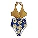 Costumi da bagno monopezzo Grembiuli da donna Halter Costumi da bagno Sexy High Cut Costumi da bagno anteriore Cross Monokini Costumi da bagno Retro Un Pezzo Costumi da bagno Calendario, Giallo, 48