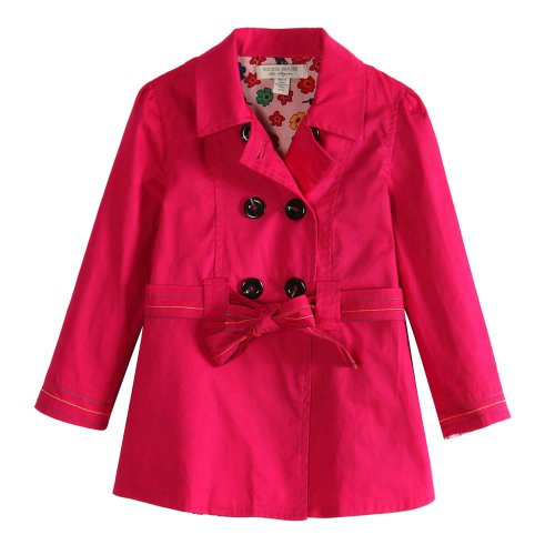 Richie House Little Girls' Colored Trench Coat With Floral Lining Fabric Rh0768-3/4 Pink #TOP21