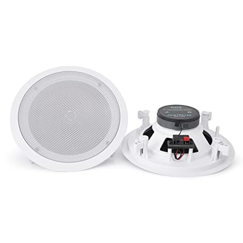 Pyle Pair Flush 8” Mount In-wall In-ceiling 2-Way Home Speaker System Spring Loaded Quick Connections Dual Polypropylene Cone Polymer Tweeter Stereo Sound 250 Watts (PDIC1681RD)