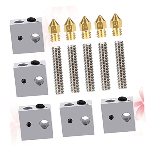 iplusmile 5pcs Printer Accessories Stainless Steel Extruder Throat Tube and Brass Extruder Nozzle Heads for Printers