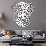 Decorazione murale in Metallo Minimalista Moderna a Forma di Elefante, Decorazione murale in Metallo con Testa di Elefante, Decorazione murale con Animali Selvatici per Soggiorno, Camera da Letto, uf