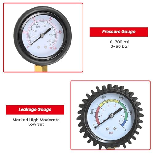 46-tlg Kompressionstester Druckverlust Tester Motoren Prüfer kompatibel mit Diesel- und Benzinmotoren