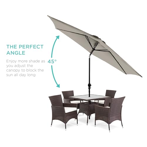 Image of Best Choice Products 10ft Outdoor Patio Umbrella, Outdoor Table Umbrella, Yard Umbrella, Market Umbrella with 6 Sturdy Ribs, Push Button, Tilt and Crank - Beige