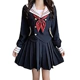 Kicpot Japanese School Girls Uniform JK Uniform Sailor Suit with Pleated Skirt Anime Cosplay Costumes Supplies