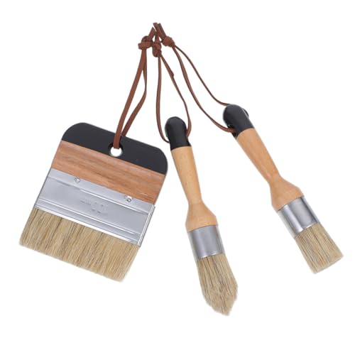 SMASOLO Pinceles para Cera y Pintura con Mango de Madera Cerdas de Cerdo Negro Cabezal Redondo Plano y Puntiagudo para Muebles y Decoración Resistente y Versátil para Uso Profesional y