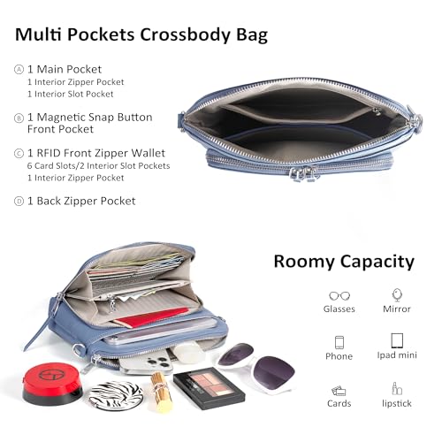 Image of befen Genuine Leather Crossbody Purses for Women, Women's Small Crossbody Shoulder Bag with Built in RFID Wallet