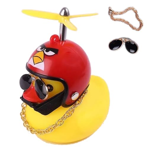 ACEDOAMARE Duck Bike Bell, Cute Rubber Yellow Duck Bicycle Accessories with LED Light Propeller Helmet Squeeze Horns for Cycling Motorcycle Handlebar Bicycle (Bird)