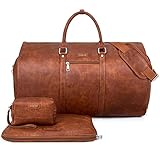 Garment Bag for Travel Leather Convertible Carry on Garment Duffel Bag for Men Travel Waterproof Lar