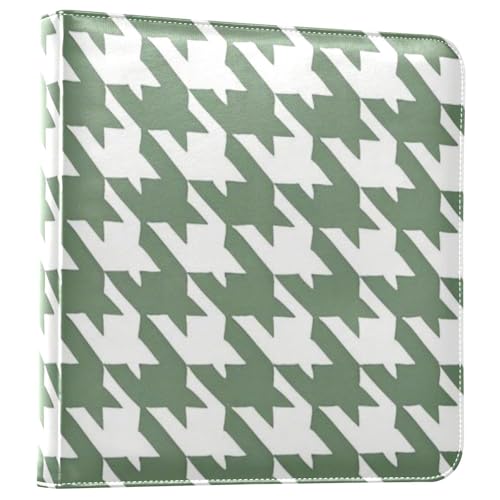 Album photo décoratif motif pied-de-poule vert et blanc classique avec pages autocollantes pour photos de 10 x 15 cm