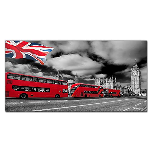 Tableau bus de Londres 140x70cm impression sur toile photo pour décoration murale