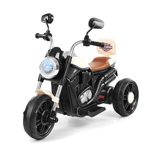 Image of BabyGo Electric Bike for Kids | 6V 4AH Battery, Dual Suspension with LED Lights & Comfy Backrest | 3 Wheel Bike | Battery Bike for Kids for 1-5 Years Kid | 4.5Hr-6Hr Ride | (Ivory)
