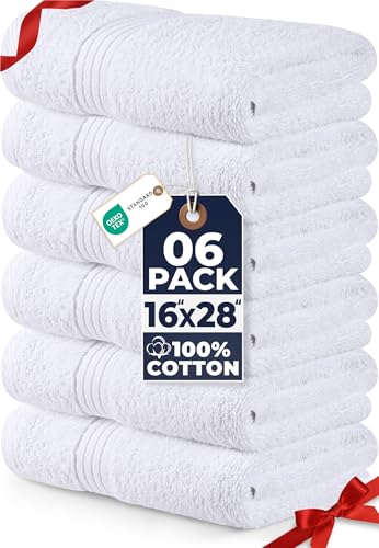 Utopia Towels - Premium Hand Towels - 100% Combed Ring Spun Cotton, Ultra Soft and Highly Absorbent, Exrta Large Thick Hand towels 41 x 71 cm, Hotel & Spa Quality Hand Towels (6-Pack) (White)