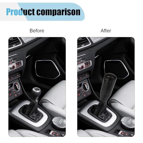 LAINLOY Carbon Fiber Car Shifter Knob, Buttonless Automatic Manual Gear Shift Knob, Stick Shift Knob, Automotive Replacement Parts for 4, 5 and 6 Speed Manual Transmission Vehicles (Black)