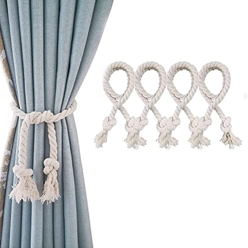 Amazon.com: Apipi 4 Pcs Natural Cotton Curtain Tiebacks- Cream Color ...