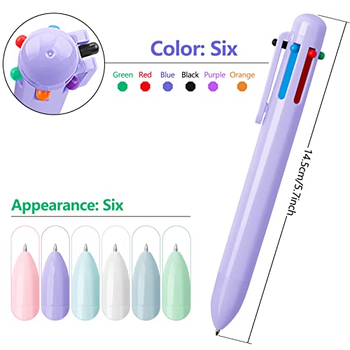 6 Pack Multicolor Ballpoint Pen, 0.5Mm Colorful Ink Color Pen, 6-In-1 Colored Pens Fine Point,Retractable Ballpoint Pens For Office School Supplies,Six Colour Pens For Kids Party Favors,Children Gift #TOP1