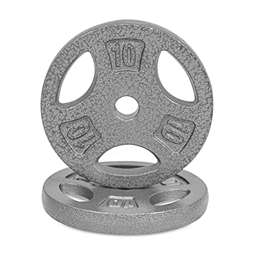 WF Athletic Supply Cast Iron 1-Inch Standard Grip Plate for Strength Training, Muscle Toning, Weight Loss & Crossfit - Gray, 10LB, Set of 2