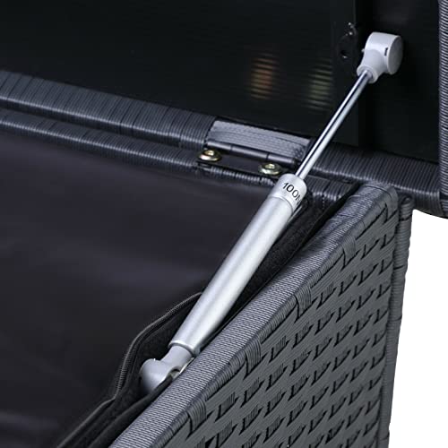 HLJMAQ 150cm Hubautomatik Gartentruhe Box Auflagenbox Poly Rattan XXL schwarz – Bild 5