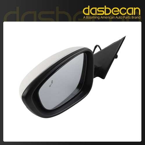 Dasbecan Side Rear View Mirror Compatible with 2023-2026 Honda Accord Power Glass Blind Spot Manual Folding HD Lens White Driver Left Door Mirror Replace# 7625830BA01 HO1320358(5pin)