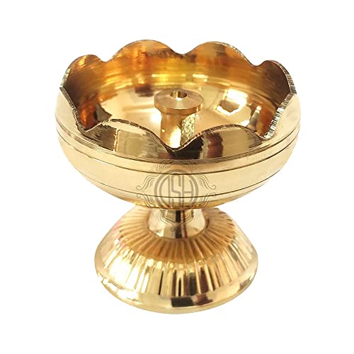 Image of Brass Diya Pure Brass Traditional Oil Puja Lamp for Temple, Mandir, Festival Decoration, Home Decor & Diwali Gift