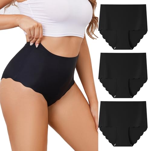 Anntry Bragas Mujer Sin Costuras Invisible Braguita Talle Alto Ropa Interior Elástico Cómodas y Suaves Color Liso 3 Pack