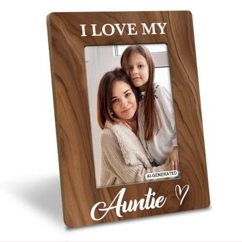 Auntie Photo Gift for Best Aunt I Love My Auntie Photo Frame Holds 4 x 6 Inch Photo Farmhouse Wooden Picture Frame Gift Aunt Birthday Christmas Gift Idea Mothers Day Gift for Aunt