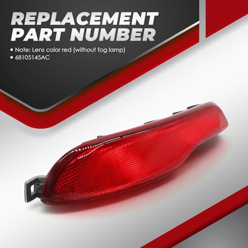 Image of Nakkaa Left Rear Bumper Reflector 68105145AC Compatible with Cherokee 2014 2015 2016 2017 2018 Driver Side