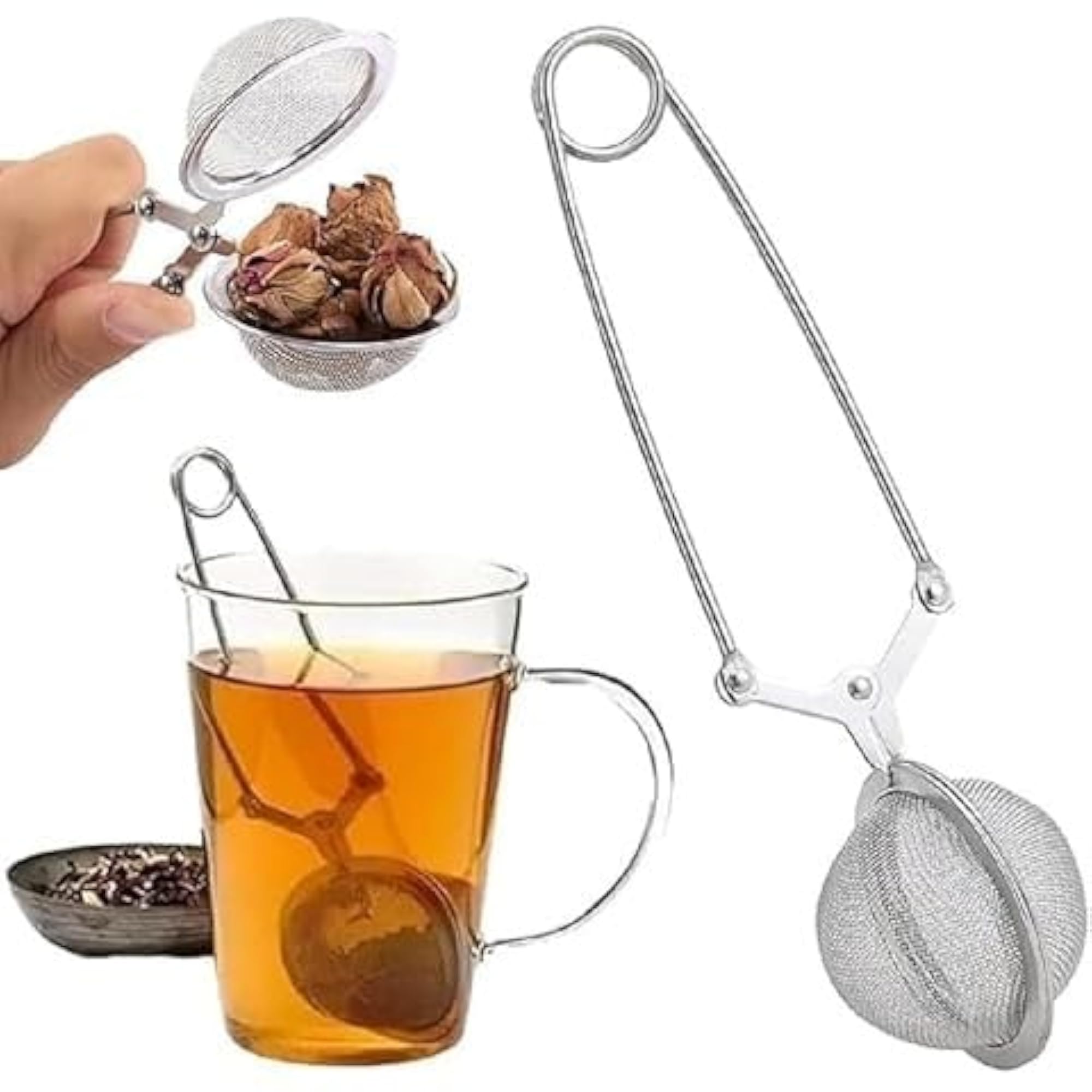 Stainless Steel Loose Leaf Tea Infuser with Clip & Fine Mesh