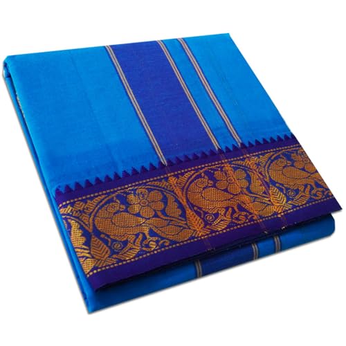 Image of vimayam pure cotton 3 inch border colour dhoti 9X5(Assorted Border design and colours)