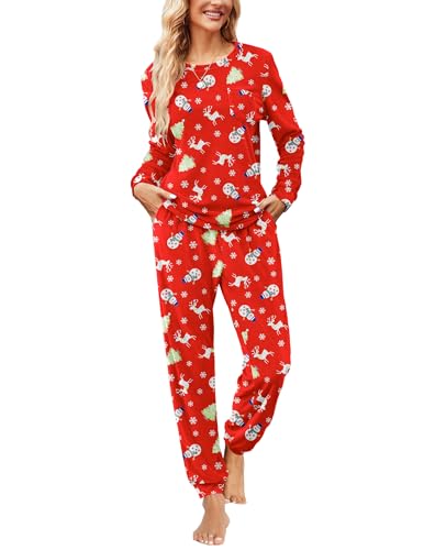Ekouaer Womens Pajamas Sets Long Sleeve Soft Sleepwear 2 Piece Velvet Pjs Lounge Sets with Pockets