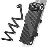 Ovshnrr Candado de bicicleta con Código de Combinación - 120cm - código de 4 dígitos - Antirrobo - Candado Plegable con Soporte Para E-bike, Bicicleta de Carretera, Motocicleta, MTB, Etc