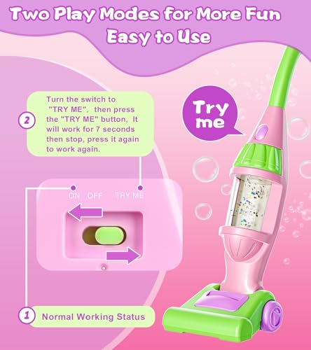 Toddler Vacuum Toy That Works with Lights & Sounds, Pretend Play Toy Vacuum for Toddlers 3-5 Years Old, Baby Vacuum for Boys, Girls, Kids Vacuum Cleaner Cleaning Toys with Spray Bottle, 2 Towels - image 6