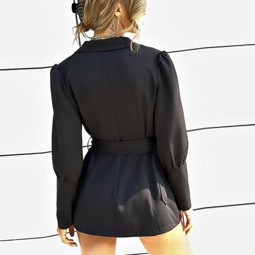 cffvdiz Blazer Dress for Women Long Sleeve Lapel Double Breasted Slim Bodycon Short Dresses with Belt3