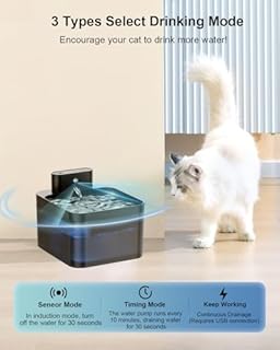 Fontanella per Gatti Senza Fili, VinDox 2.2L Fontanella per Gatti con Sensore di Movimento, Automatico Fontana Gatto - Super Silenzioso Acqua Dispenser a Batteria 2600mAh (3 Carbone Attivo + 3 Spugne)