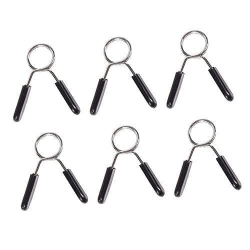 Happyyami 6Pcs Bar Spring Lock Collars Durable Weightlifting Barbell Clamps Secure for Dumbbells and Barbells Easy Squeeze Design for Quick Weight Changes Compact