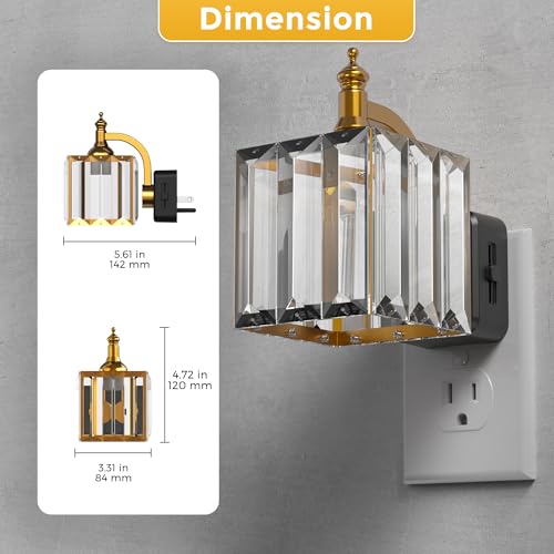 Image of L LOHAS LED Night Light, 2 Pack Night Lights Plug into Wall, 3000K Soft White LED, Crystal Night Lights with Dusk to Dawn Sensor, 0-100lm Adjustable Brightness, for Hallway Bedroom Stairway