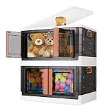 Lot de 2 boîtes de rangement empilables en plastique - 50 x 2 litres - Multiusage - Boîtes de rangement pliables en plastique - Pour tiroirs et placards (marron)