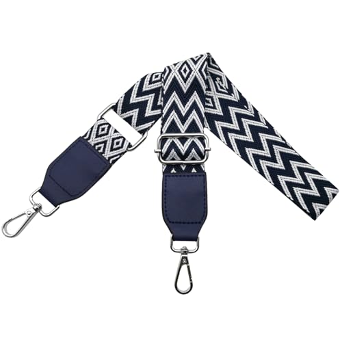 Taschengurte zum Wechseln Schultergurt für Taschen Breit 3.8 cm aus Leder mit Silber Karabiner Schulterriemen Umhängegurt Taschenriemen für Damen Taschen DIY Zubehör Blau W11