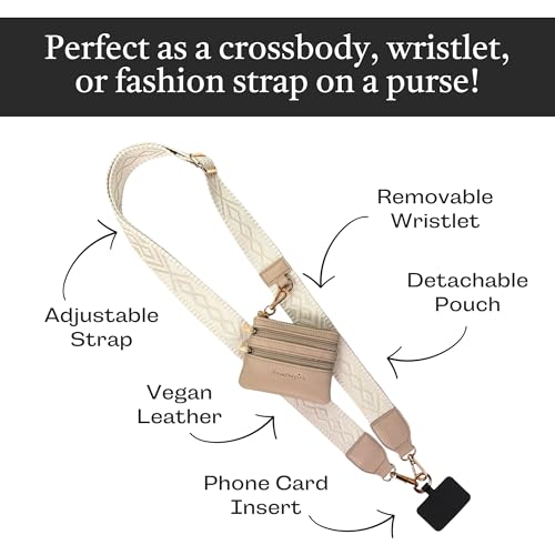 Image of Save the Girls Original Clip and Go Phone Strap Pattern - Crossbody Phone Strap Chain with Zipper Wallet Pouch