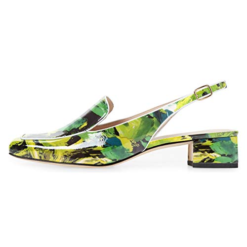 Image of YDN Women Closed Square Toe Block Low Heels Slingback Formal Loafer Dressy Shoes Office Lady Pump Size 4-15 US