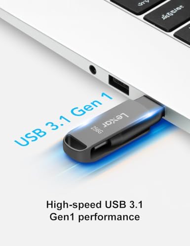 Image of Lexar 256GB JumpDrive Dual Drive D400 USB 3.2 Type-C & Type-A Flash Drive for Storage Expansion, Photo Back-up for iPhone 15, Up to 130MB /s, Metal Housing & Swivel Design, (LJDD400256G-BNQIG