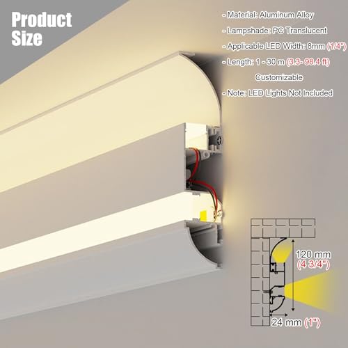 Perfil Plasterline de aluminio con acabado limpio para iluminación indirecta de techos 4