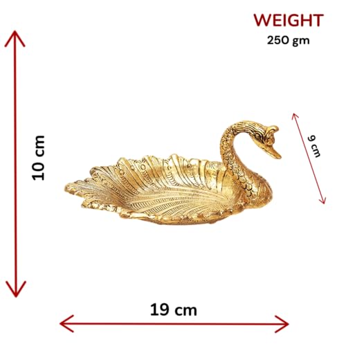 RCI Handicrafts Prince Home Decor & Gifts Metal Solid Tray Bowl (19 X 9 X 10 Cm, Gold), 1 Liter