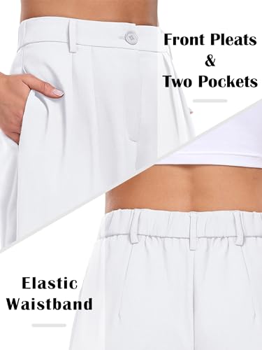 ELLEVEN Women's Casual Wide Leg Dress-Pants, High Elastic Waisted in The Back Business Flowy Trousers with Pockets3