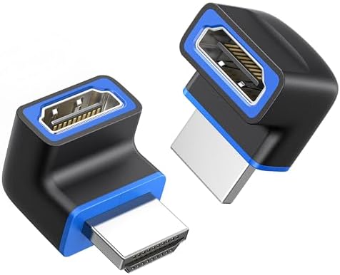Cable Matters 2-Pack 8K@60Hz Right Angle HDMI 2.1 Adapter 48Gbps (8K HDMI Right Angle Adapter, 8K Right Angle HDMI Cable Adapter, 4K@240Hz HDMI 270 Degree Adapter) in Black