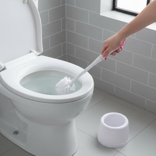 Image of Sulfar Toilet Brush with Holder - Easy Storage with Comfortable Handle - Compact Round Design - Clears Clogged Toilets and drains - Ideal for Home & Office Use