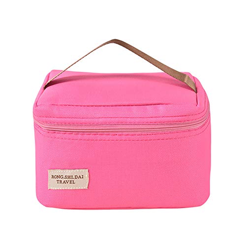 Emorias Rose Red Cow Grant Membrane Portable Waterproof Insulated Lunch Bag - Multi-Fun Mini Picnic Travel Goods For Picnic, Travel And Work (1Pcs, Size 16 * 13 * 12cm)