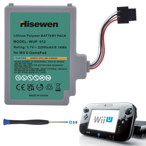 Hisewen Wii U Gamepad Batería, 2200mAh Batería Recargable de Repuesto para Nintendo Wii U Gamepad...